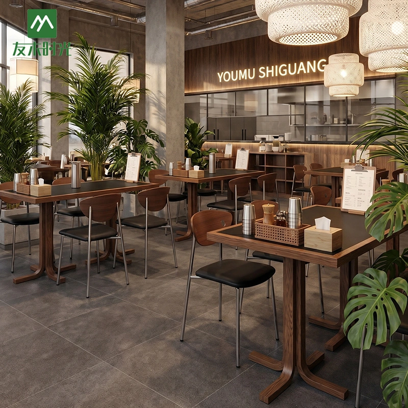 Modern Café Style Wood Dining Table and Chair Set for Restaurants – China Restaurant Furniture Factory - Image 4
