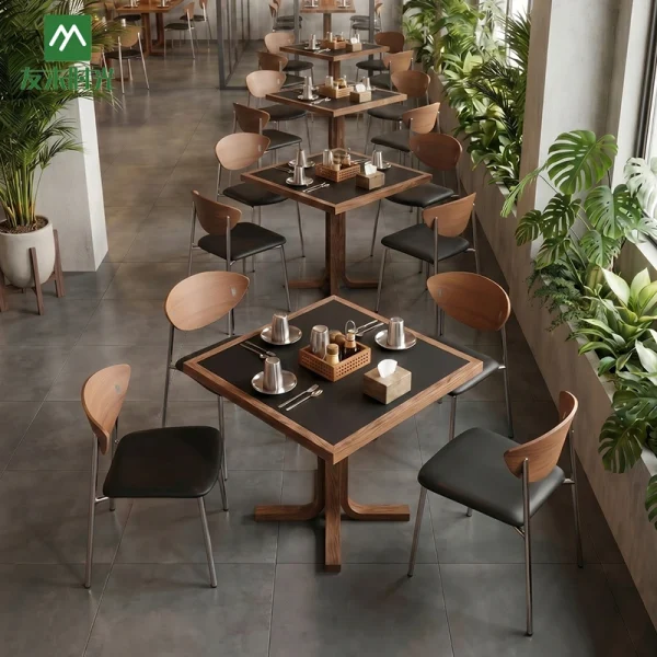 Modern Café Style Wood Dining Table and Chair Set for Restaurants – China Restaurant Furniture Factory