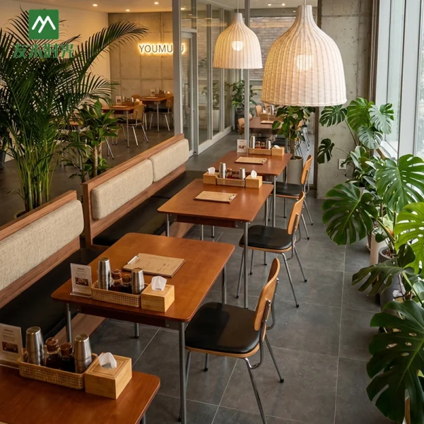 Factory Bulk Custom Commercial Restaurant Furniture Sets for Minimalist Restaurant and Cafe (Including Booth Seating, Tables, and Chairs)