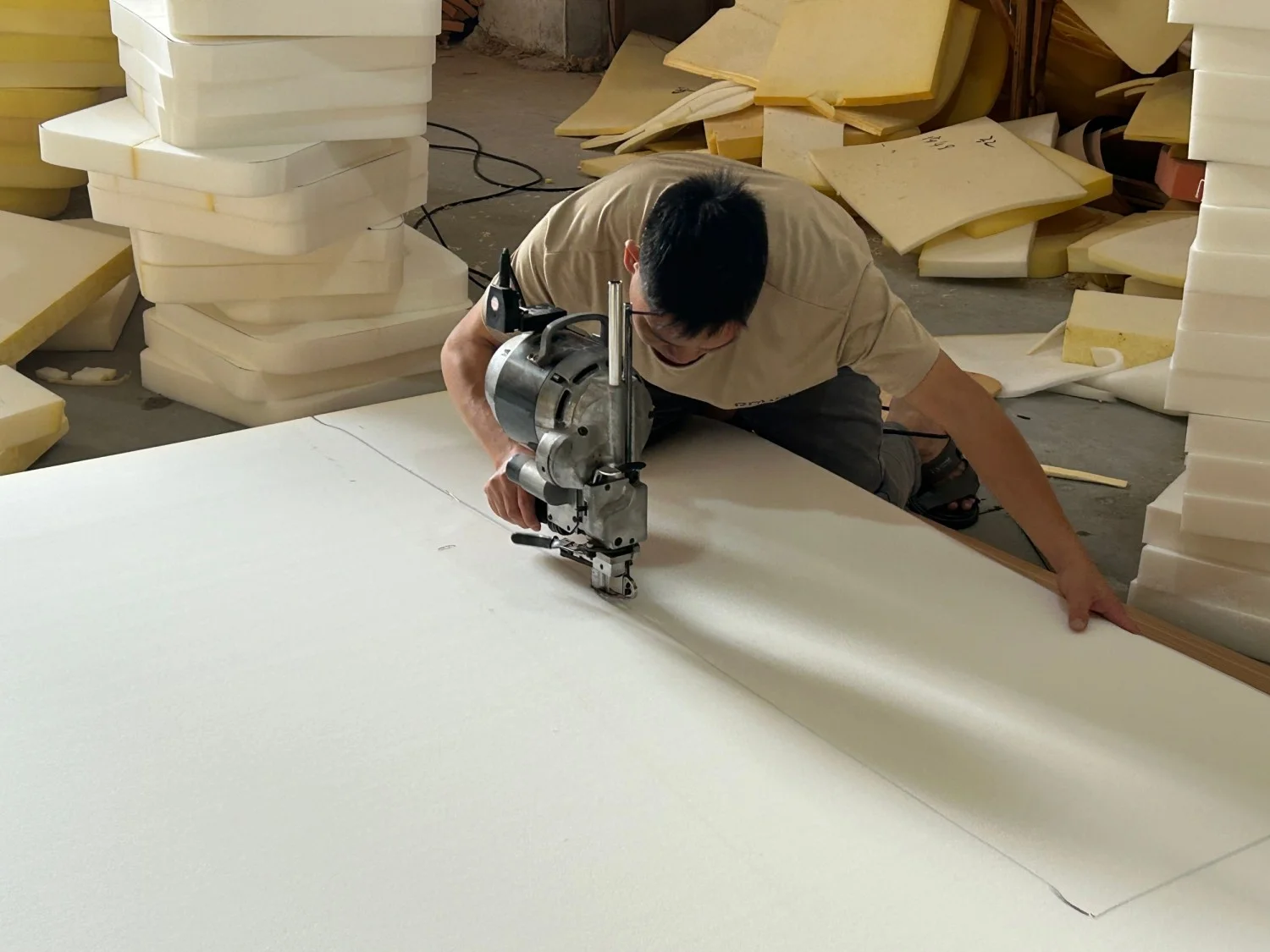 Restaurant Furniture Production Foam Cutting Process