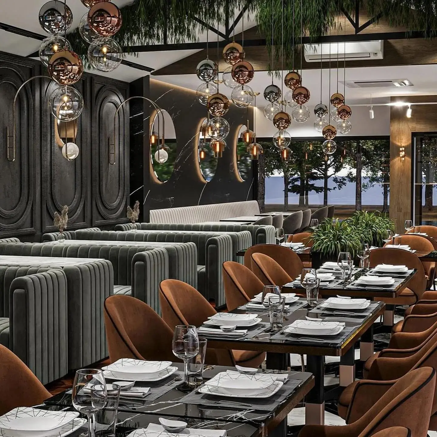 high-end theme restaurants & chain stores