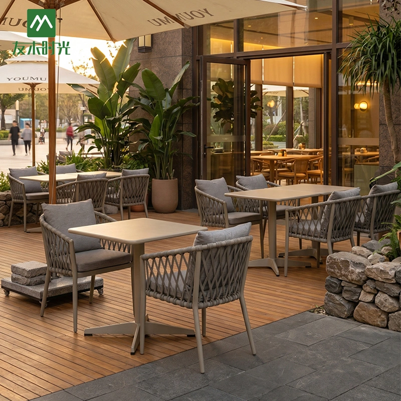 Factory Direct Outdoor Table and Chair for Restaurant and Hotel – Commercial-Grade Aluminum and Rope-Woven Outdoor Restaurant Furniture - Image 2