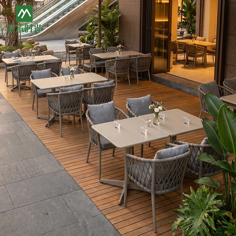 Factory Direct Outdoor Table and Chair for Restaurant and Hotel – Commercial-Grade Aluminum and Rope-Woven Outdoor Restaurant Furniture - Image 3