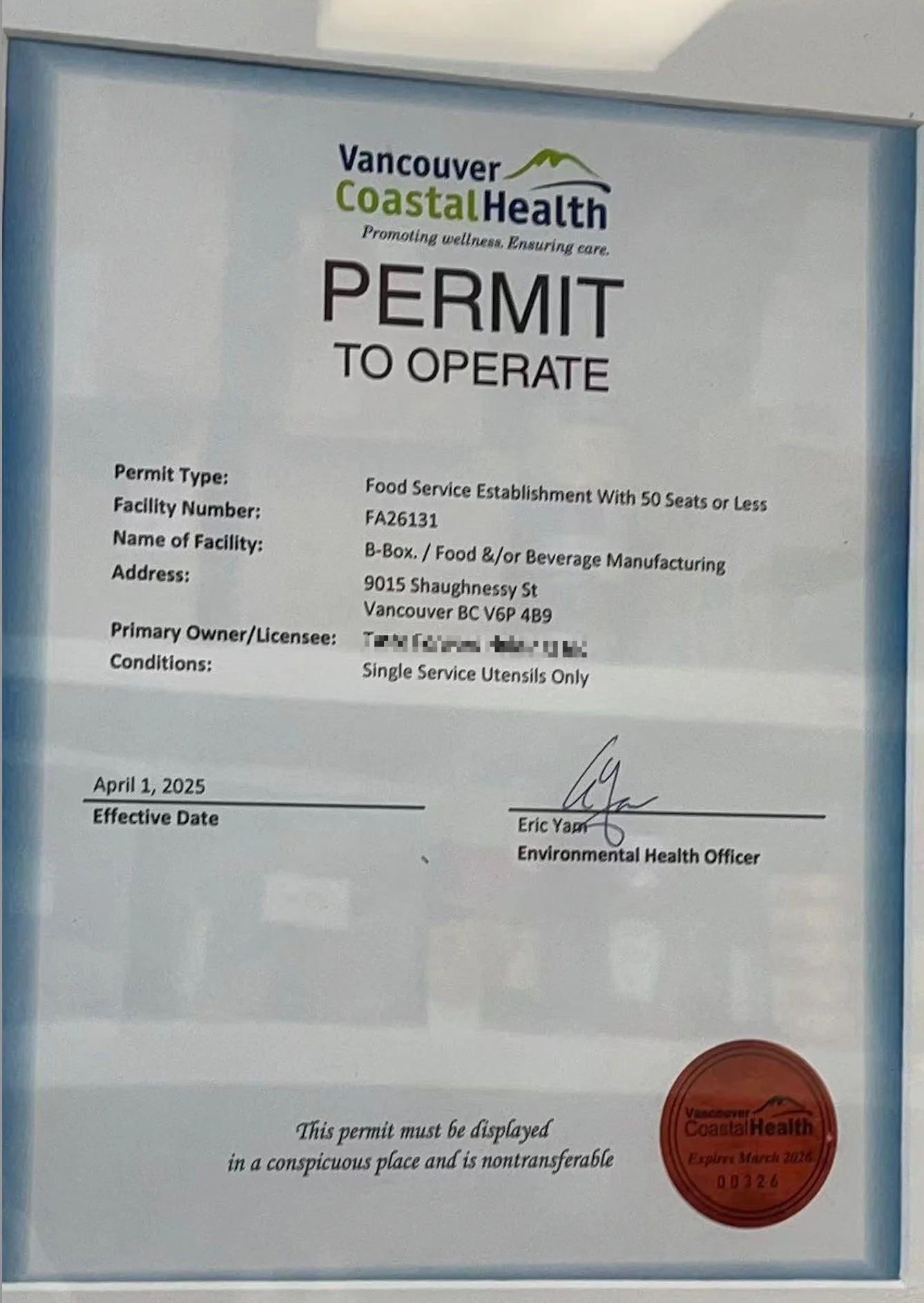 Food Service License