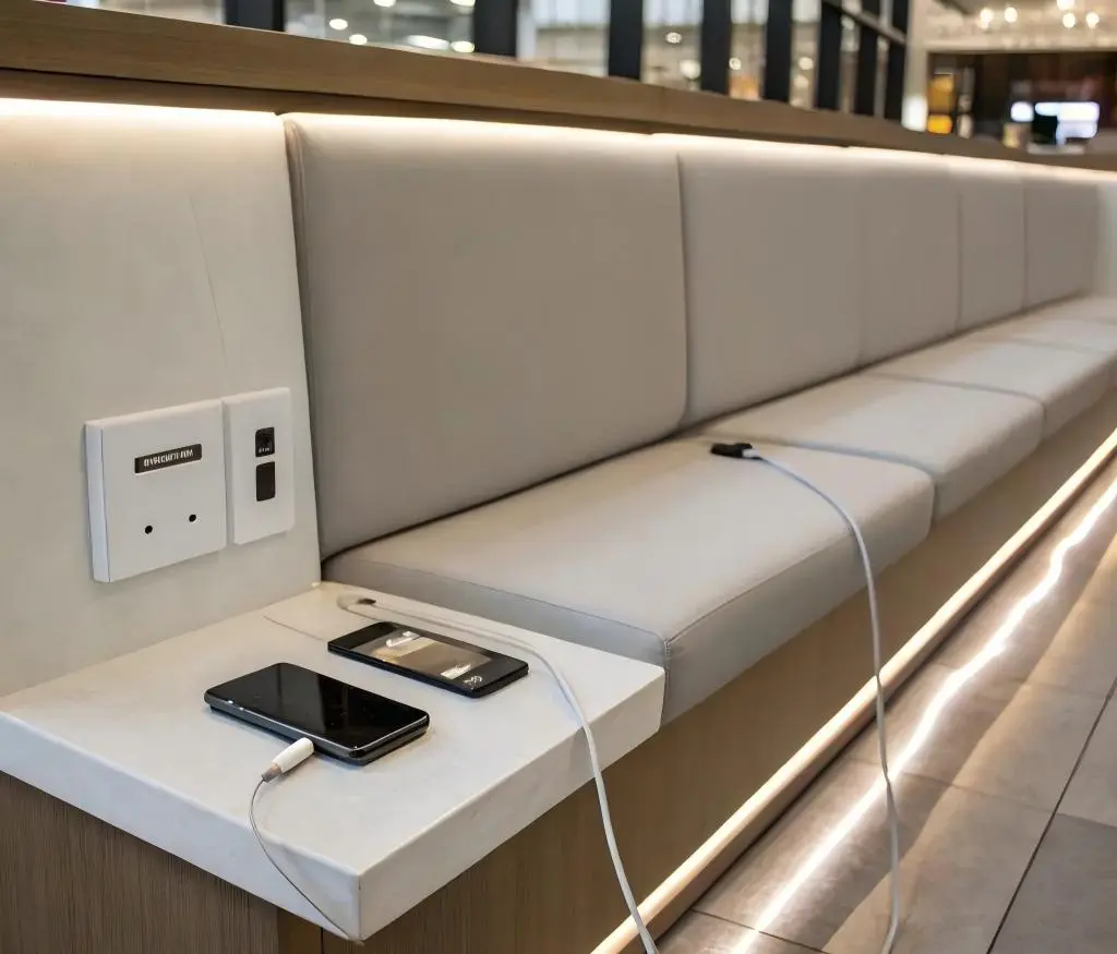 booth seating with charging port
