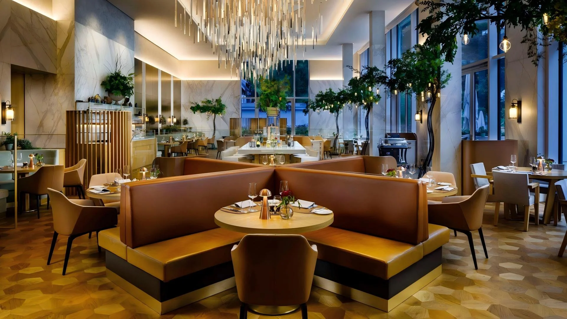 planning the dining area layout using various types of furniture
