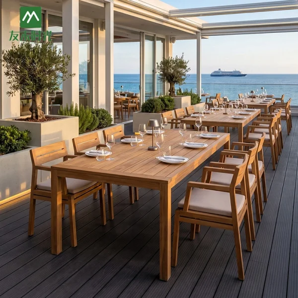 Resort Outdoor Furniture – Durable Outdoor Wooden Furniture Set for Hotels and Patios