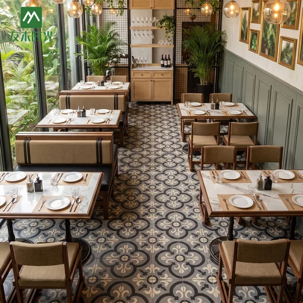 Custom Restaurant Furniture Set | Sintered Stone Dining Tables, Wooden Booths & Chairs for Cafes and Hotels