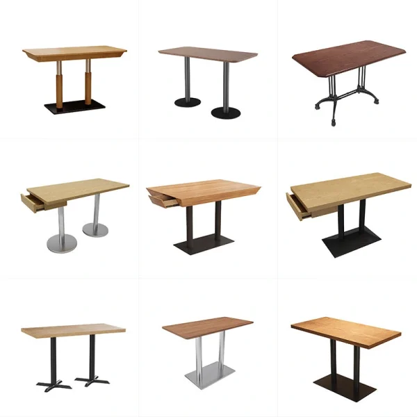 Restaurant Dinner Table In Various Sizes with Customizable Metal Bases