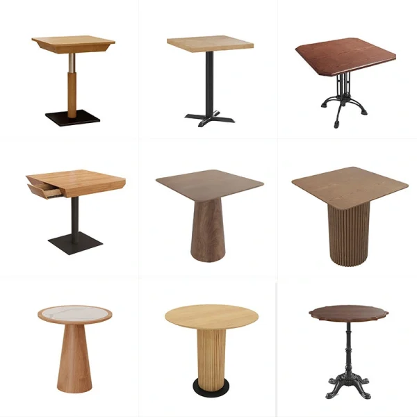 Restaurant Dinner Table In Various Sizes with Customizable Metal Bases