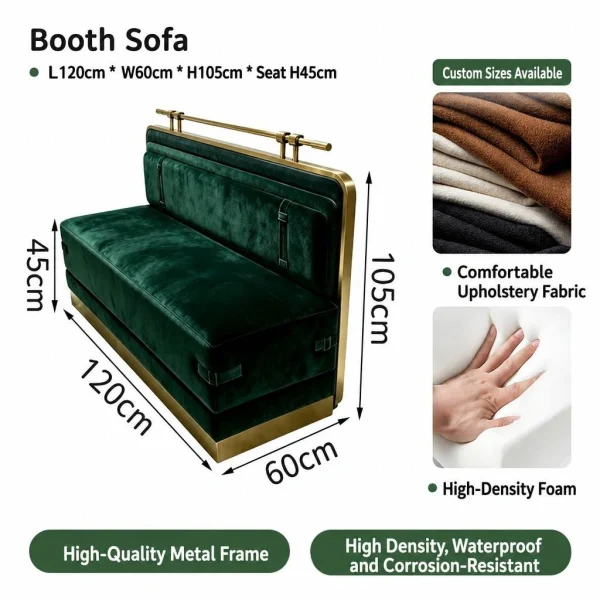Luxury Restaurant Booths with Velvet Upholstery and Metal Tables