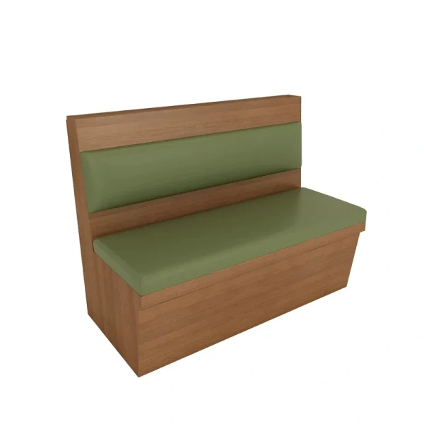 Wholesale Restaurant & Café Table and Chair Set: Walnut-Finish Frame with PU Leather Booth Seating – Customizable Size, Color, and Logo