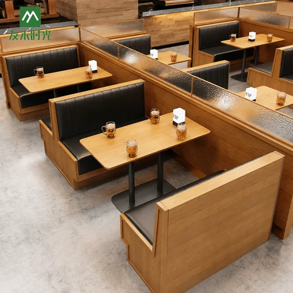 Factory Supply Leather Booth Seating and Table Set for Restaurant