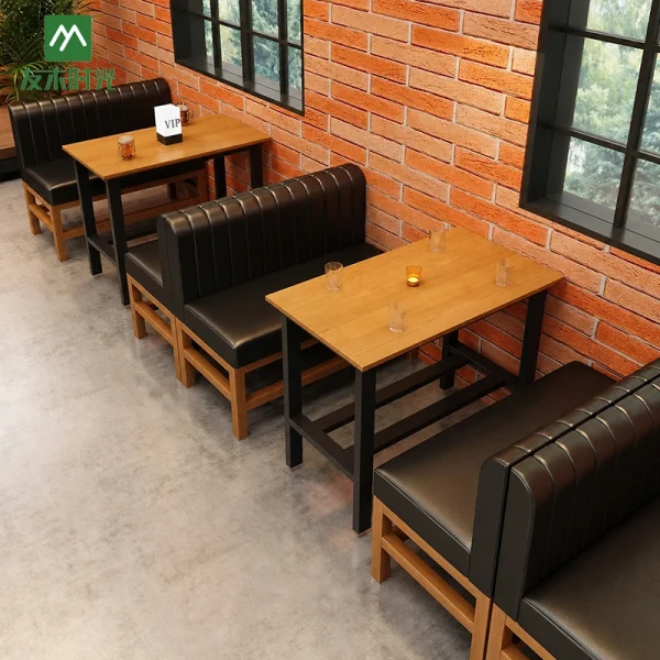 Factory Supply Leather Booth Seating and Table Set for Restaurant