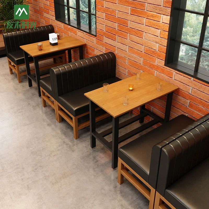 Factory Supply Leather Booth Seating and Table Set for Restaurant - Image 3