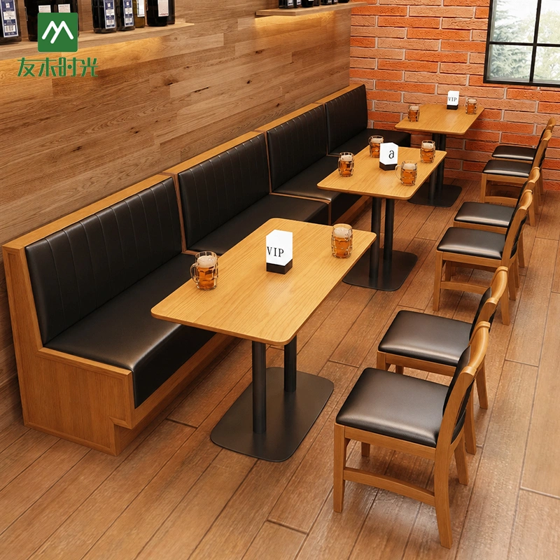 Factory Supply Leather Booth Seating and Table Set for Restaurant - Image 2