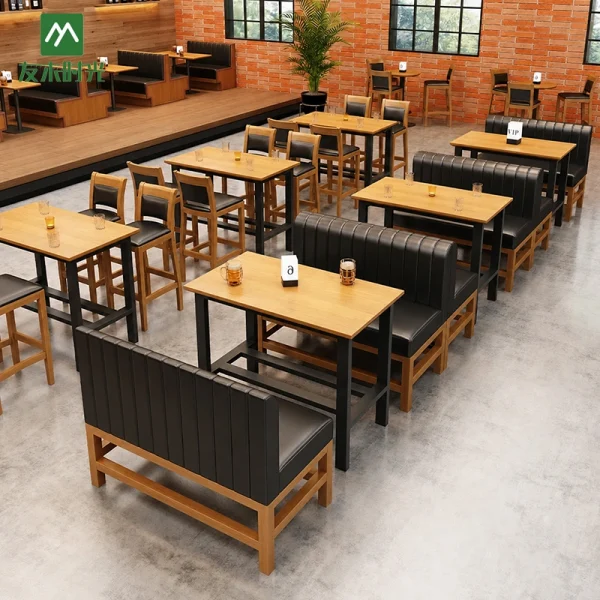 Factory Supply Leather Booth Seating and Table Set for Restaurant