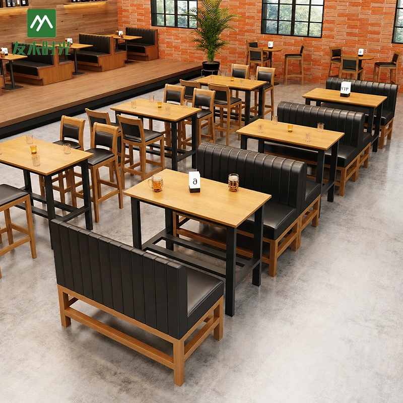 Factory Supply Leather Booth Seating and Table Set for Restaurant - Image 4
