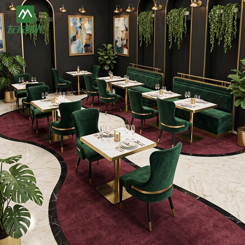 Luxury Restaurant Booths with Velvet Upholstery and Metal Tables - Image 4