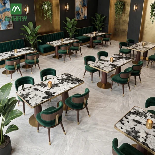 Hospitality Restaurant Furniture – Marble Restaurant Table and Chair Set