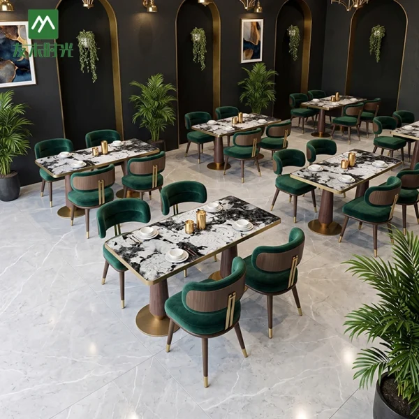 Hospitality Restaurant Furniture – Marble Restaurant Table and Chair Set