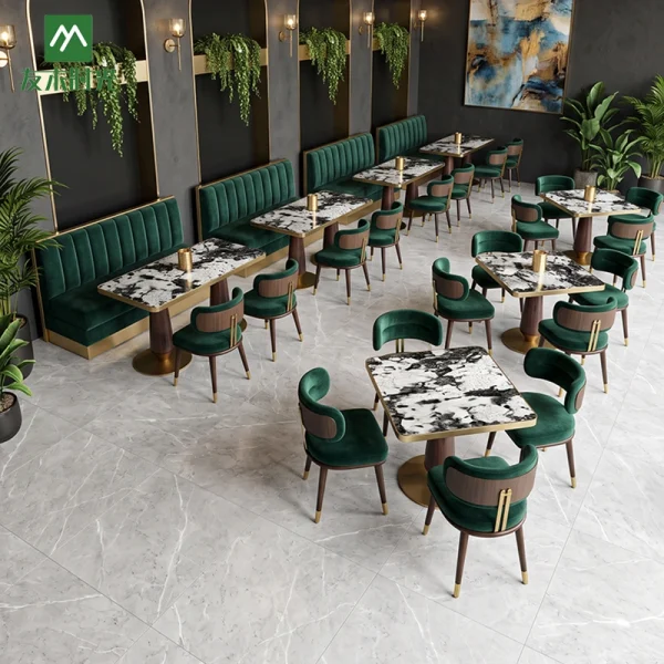 Hospitality Restaurant Furniture – Marble Restaurant Table and Chair Set