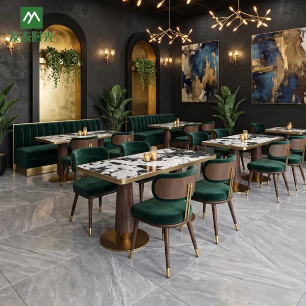 Hospitality Restaurant Furniture – Marble Restaurant Table and Chair Set