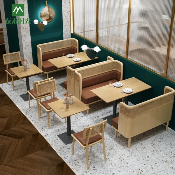 Wholesale Rattan Restaurant Booth Seating, Chairs with Matching Tables