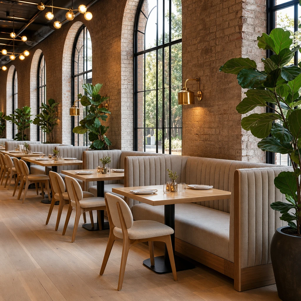 Commercial Restaurant Seating and Table Rows