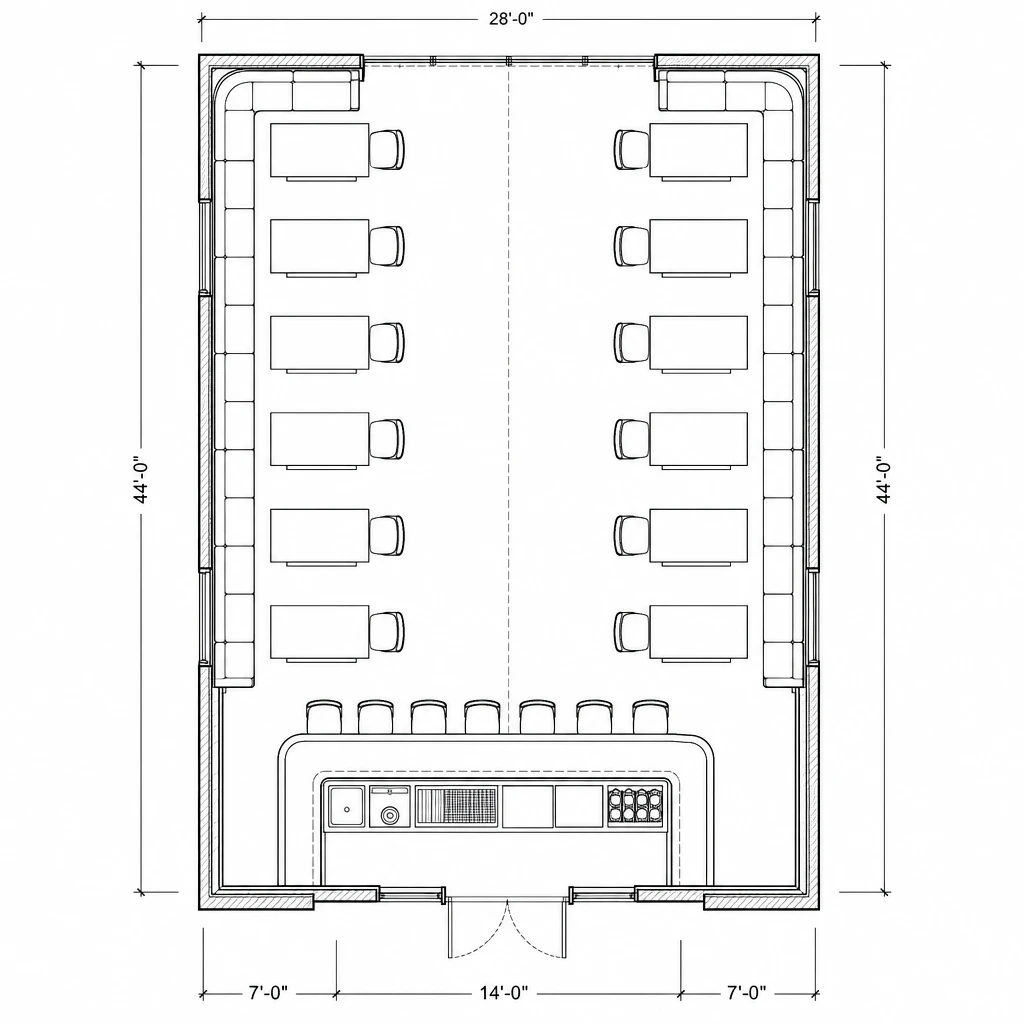 Restaurant CAD Furniture Layout Floor Plan