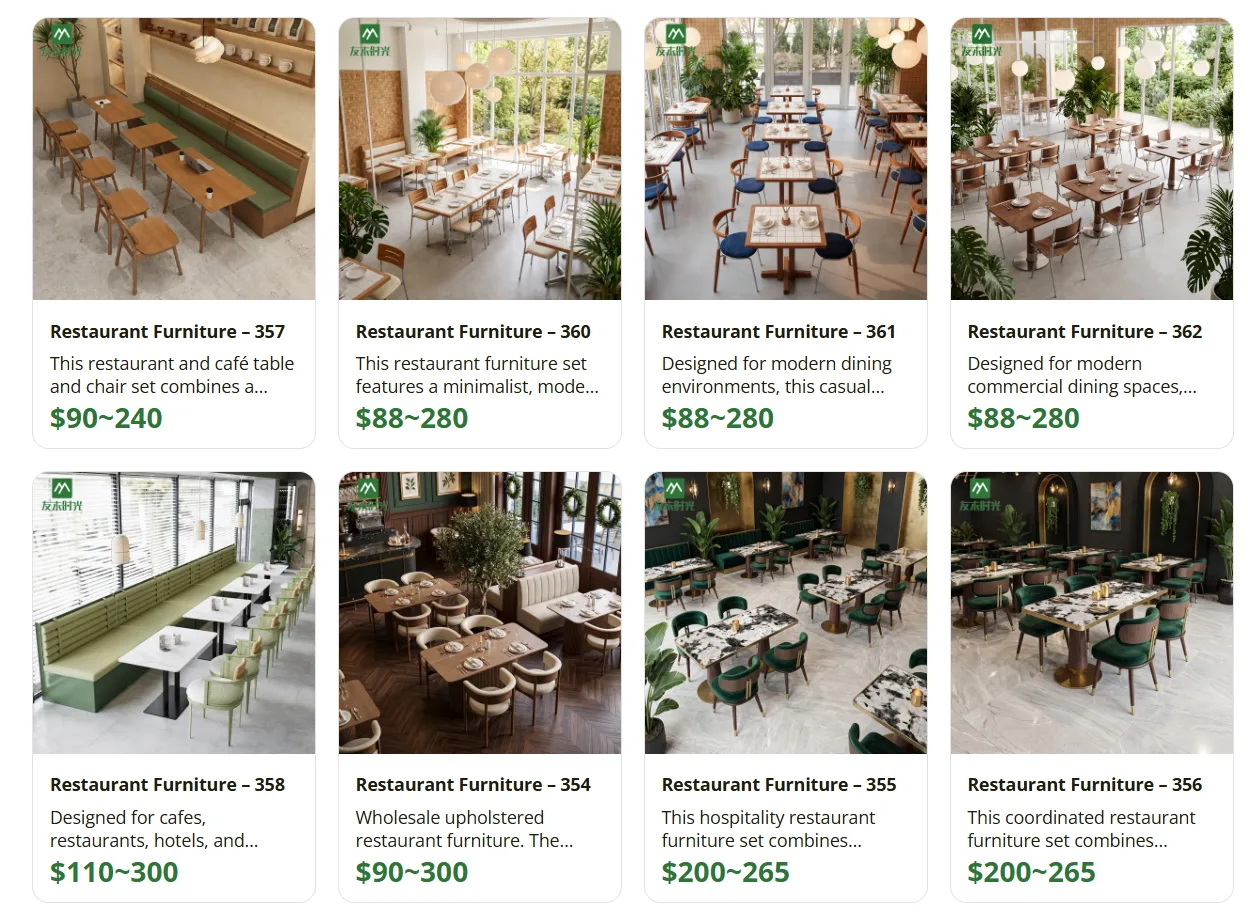 a wide variety of restaurant furniture styles