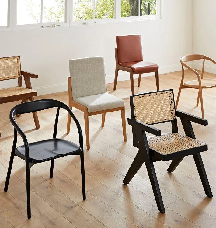 restaurant chairs made of different materials