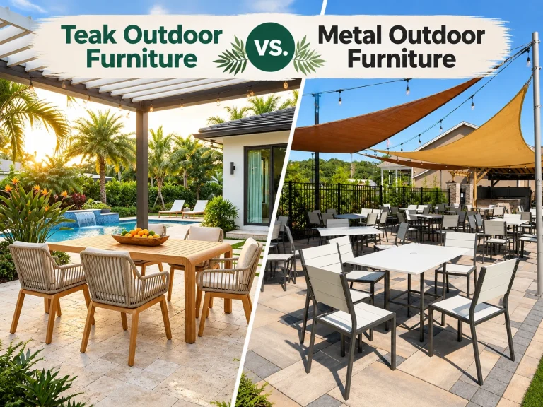 teak vs. metal outdoor restaurant furniture