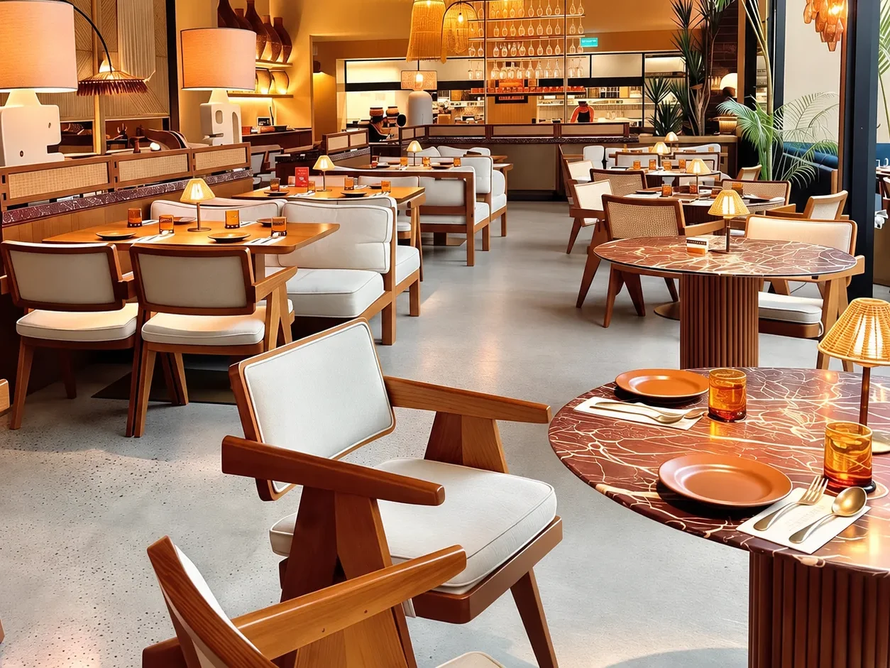 upholstered chair in a restaurant