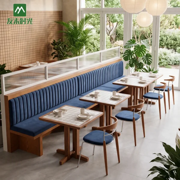 Modern Booth Seating Set for Restaurant, Cafe Table and Chairs Set