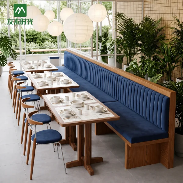 Modern Booth Seating Set for Restaurant, Cafe Table and Chairs Set