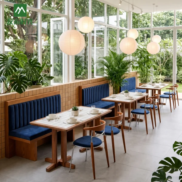 Modern Booth Seating Set for Restaurant, Cafe Table and Chairs Set